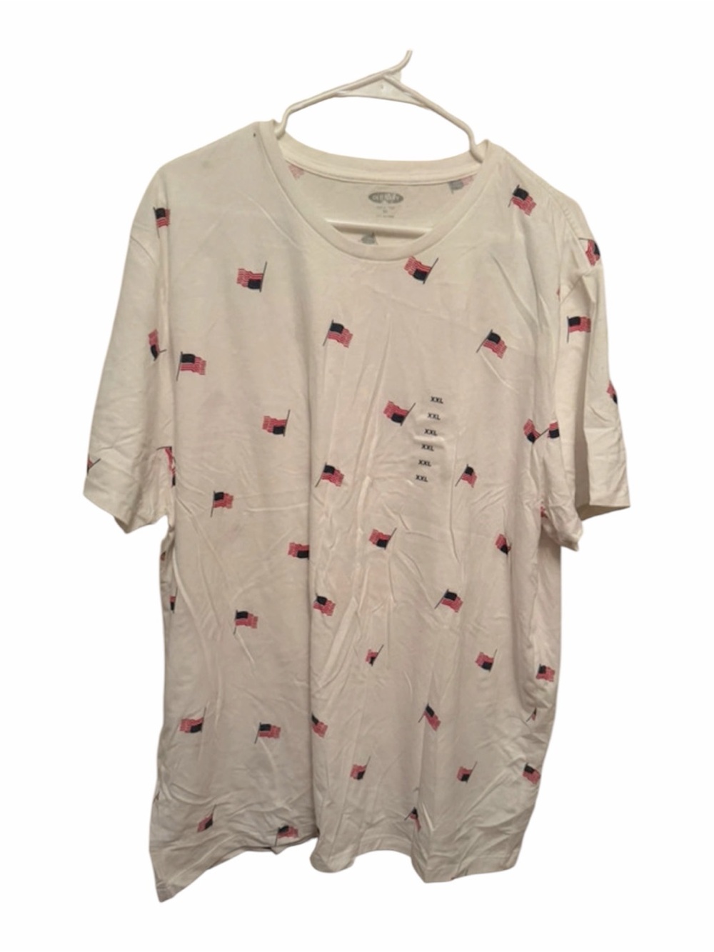 Old Navy NEW Men’s XXL White Americana Short-Sleeve Soft Washed Crew Neck Tee‎